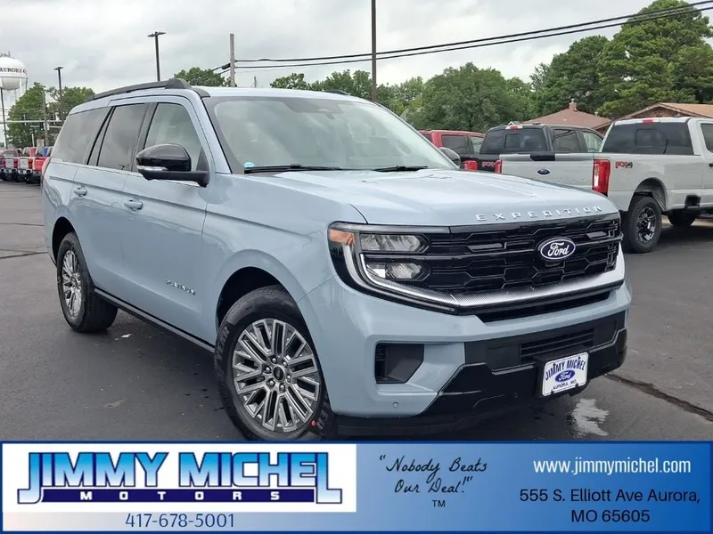 2027 Ford Expedition Platinum in Gray Metallic — front three-quarter view