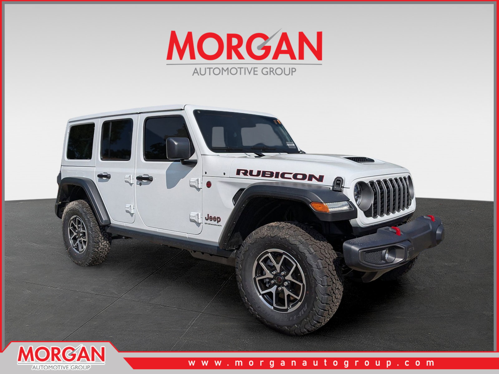 2026 Jeep Wrangler Rubicon in White/off-white — front three-quarter view