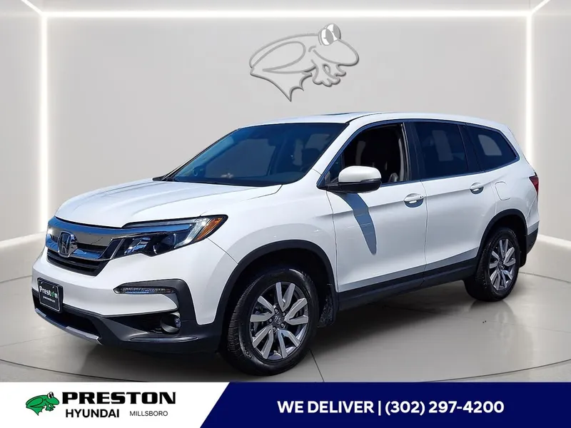 2021 Honda Pilot EX-L in Platinum White Pearl — front three-quarter view