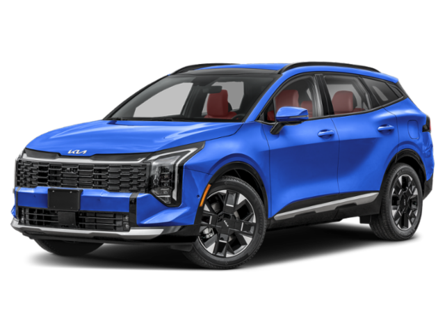 2026 Kia Sportage SX-Prestige in Blue — front three-quarter view