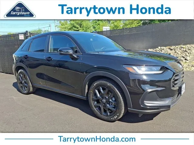 2025 Honda HR-V Sport in Crystal Black Pearl — front three-quarter view