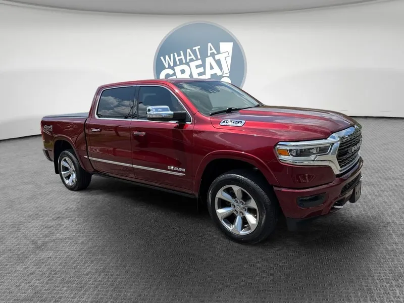 2019 RAM 1500 Limited in Delmonico Red Pearlcoat — front three-quarter view