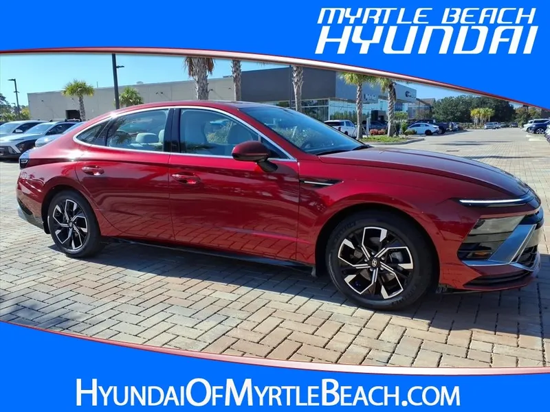 2024 Hyundai SONATA SEL in Red — front three-quarter view