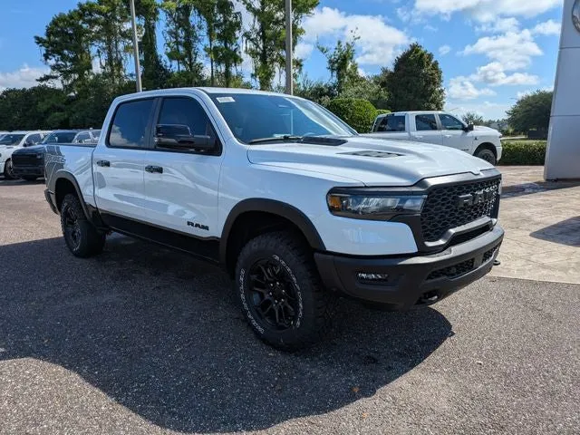 2026 RAM 1500 Rebel in Bright White Clear-Coat Exterior Paint — front three-quarter view