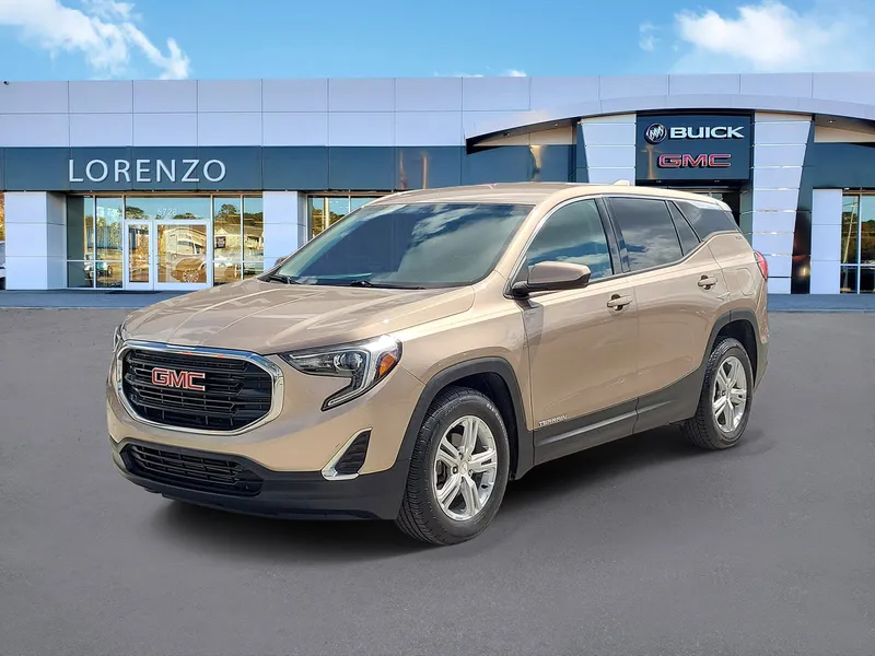 2018 GMC Terrain SLE in Coppertino Metallic — front three-quarter view
