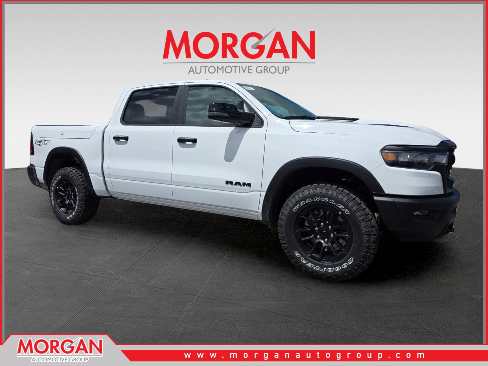 2026 Ram 1500 Rebel in White — front three-quarter view