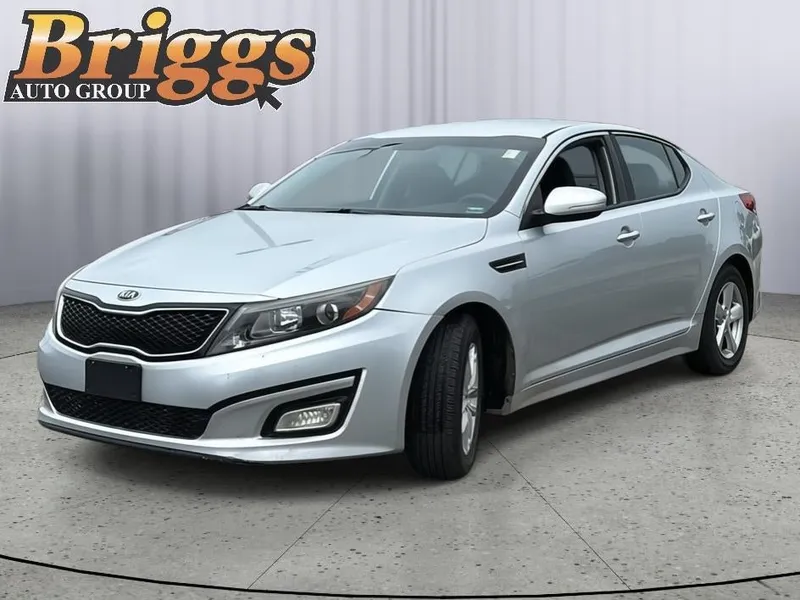 2015 Kia Optima LX in Sparkling Silver — front three-quarter view