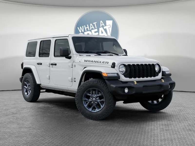 2026 Jeep Wrangler 85th Anniversary Edition in Bright White Clear-Coat Exterior Paint — front three-quarter view