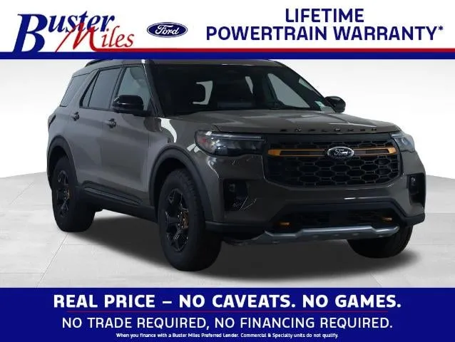 2026 Ford Explorer Tremor in Marsh Gray — front three-quarter view