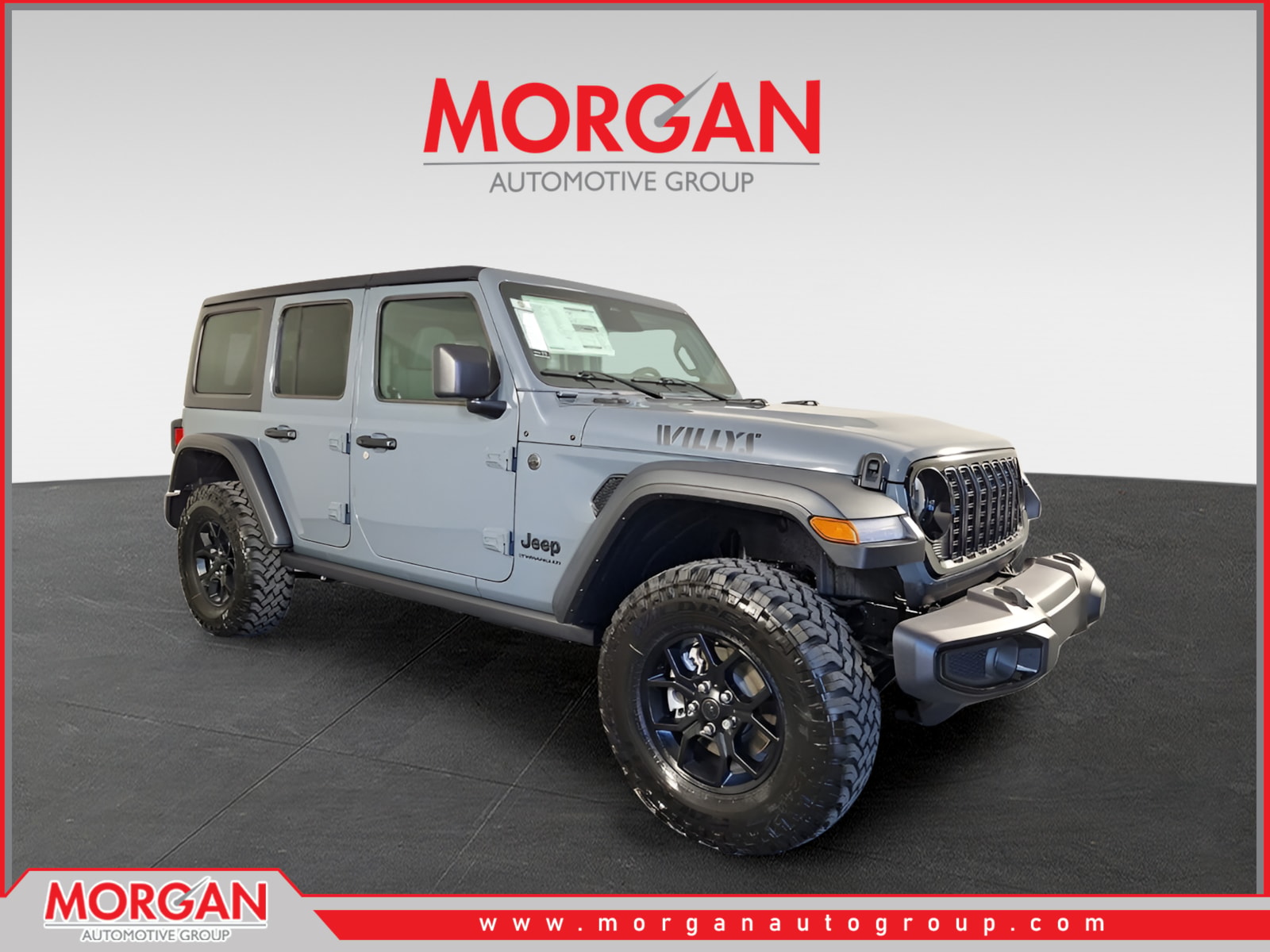 2026 Jeep Wrangler Willys in Gray — front three-quarter view