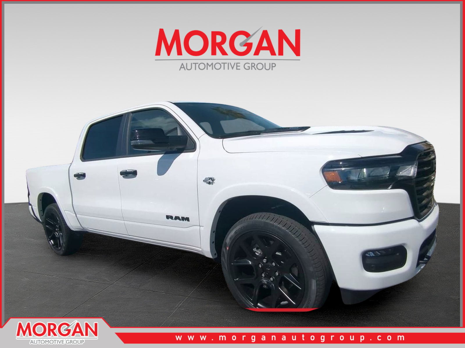 2026 Ram 1500 Laramie in White — front three-quarter view