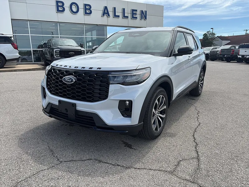 2026 Ford Explorer ST-Line in Space White — front three-quarter view