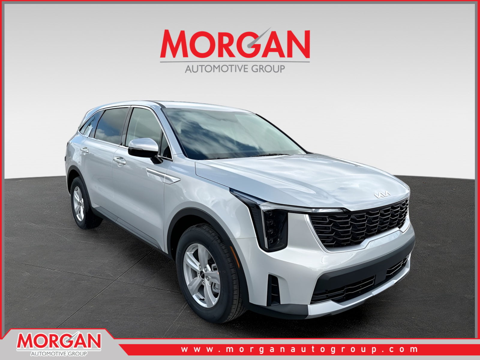 2026 Kia Sorento LX in Ivory Silver — front three-quarter view