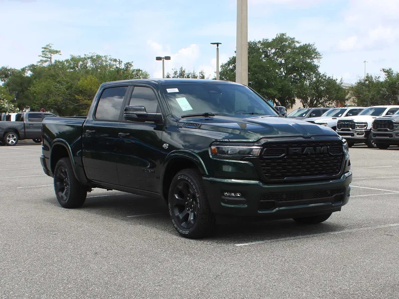 2026 RAM 1500 Big Horn in Serrano-Green Metallic Exterior Paint — front three-quarter view