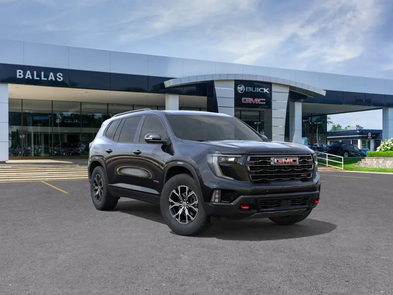 2026 GMC Acadia AT4 in Ebony Twilight Metallic — front three-quarter view
