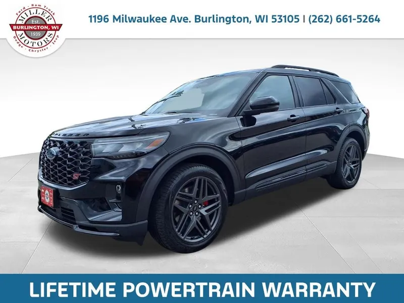 2026 Ford Explorer ST in Black Metallic — front three-quarter view