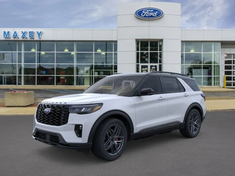 2026 Ford Explorer ST-Line in Space White Metallic — front three-quarter view