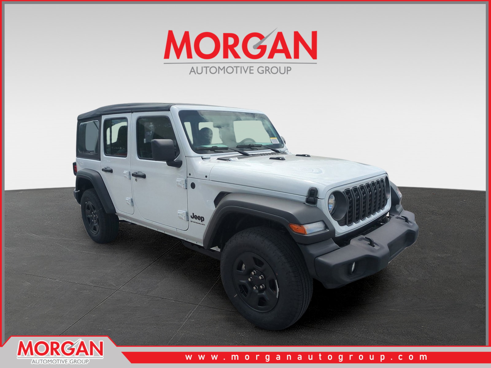 2026 Jeep Wrangler Sport in White/off-white — front three-quarter view