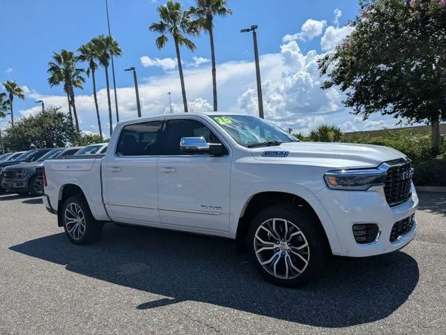 2026 RAM 1500 Tungsten in Ivory White — front three-quarter view