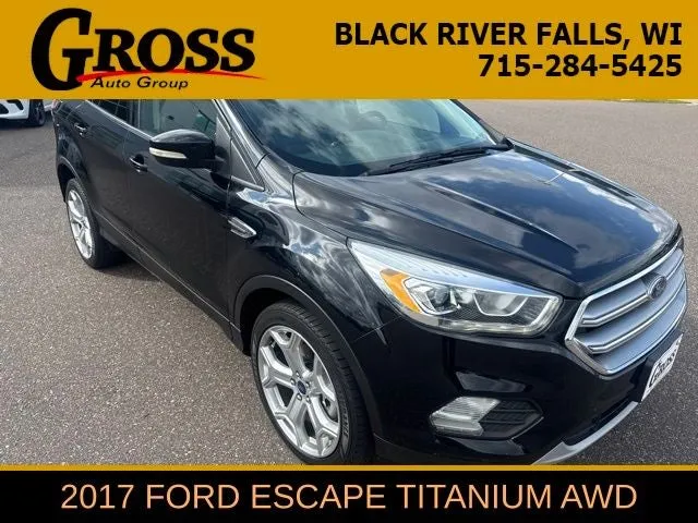 2017 Ford Escape Titanium in Shadow Black — front three-quarter view