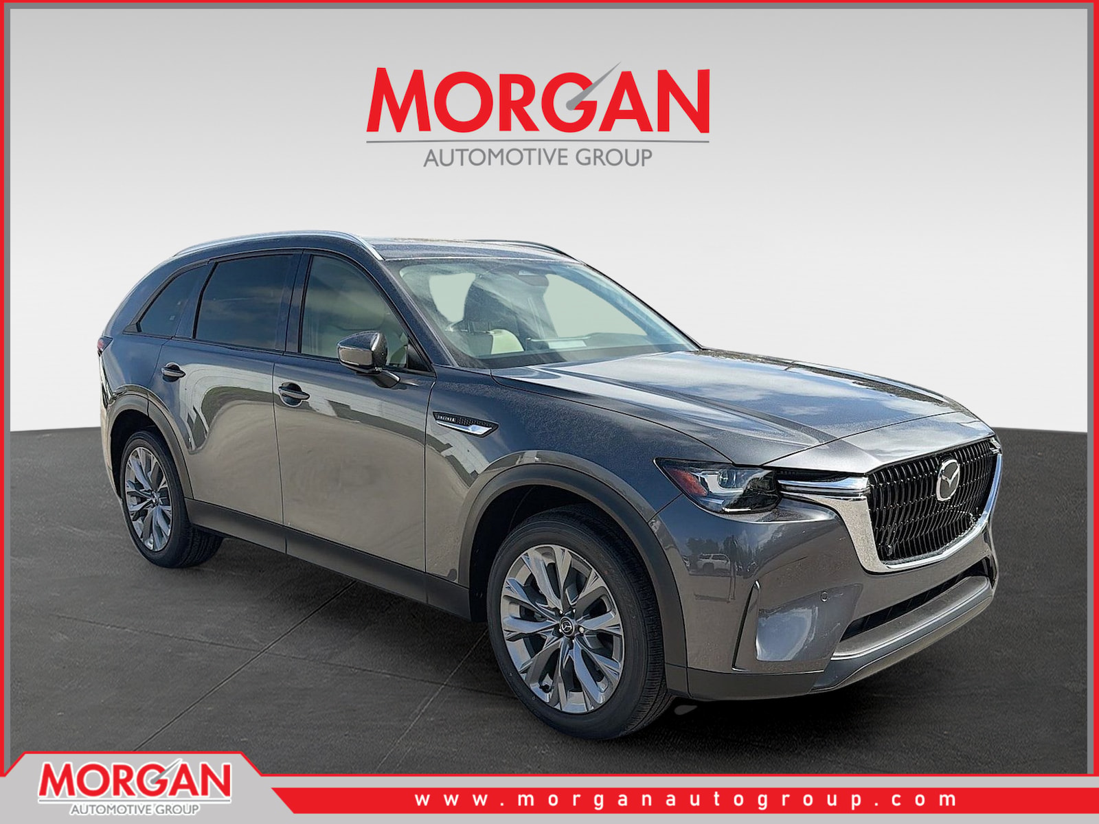 2026 Mazda CX-90 Preferred in Machine Gray Metallic — front three-quarter view