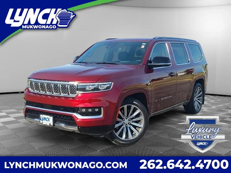2023 Jeep Grand Wagoneer Series II in Velvet Red Pearlcoat — front three-quarter view