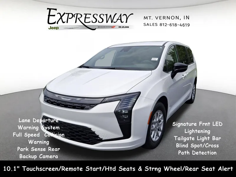 2027 Chrysler Pacifica Select in Bright White Clear-Coat Exterior Paint — front three-quarter view