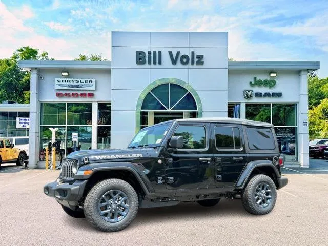 2026 Jeep Wrangler 85th Anniversary in Black Clear-Coat Exterior Paint — front three-quarter view