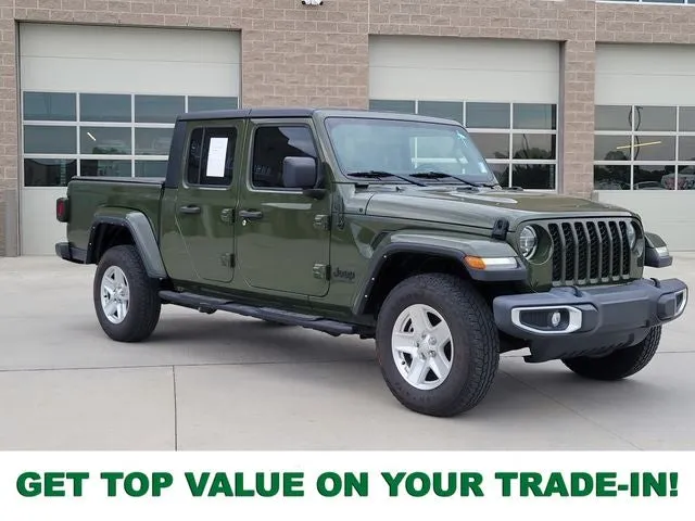 2022 Jeep Gladiator Sport in Sarge Green Clearcoat — front three-quarter view