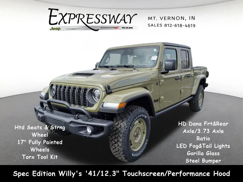 2026 Jeep Gladiator Willys 41 in 41 Exterior Paint — front three-quarter view