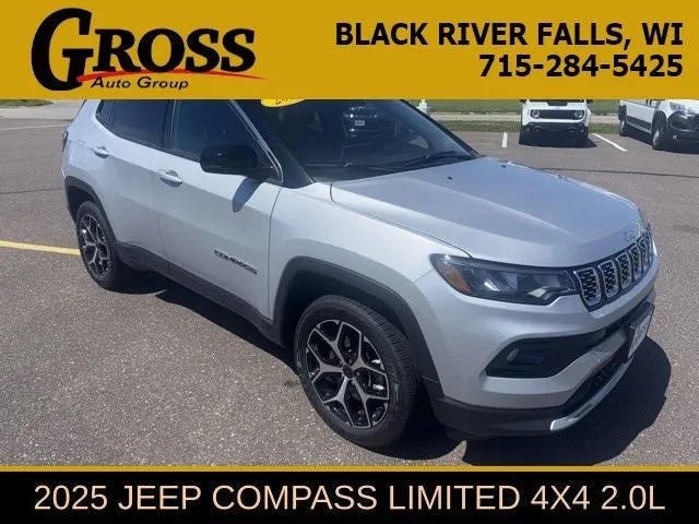 2025 Jeep Compass Limited in Silver Zynith Metallic Clearcoat — front three-quarter view