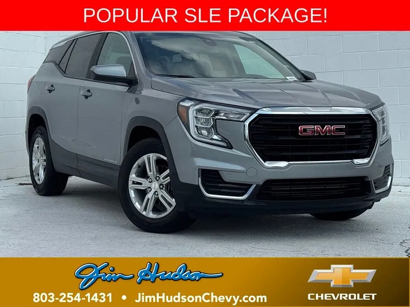 2024 GMC Terrain SLE in Sterling Metallic — front three-quarter view