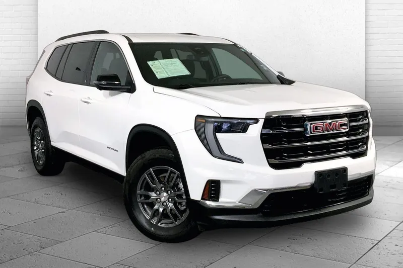 2025 GMC Acadia Elevation in Summit White — front three-quarter view