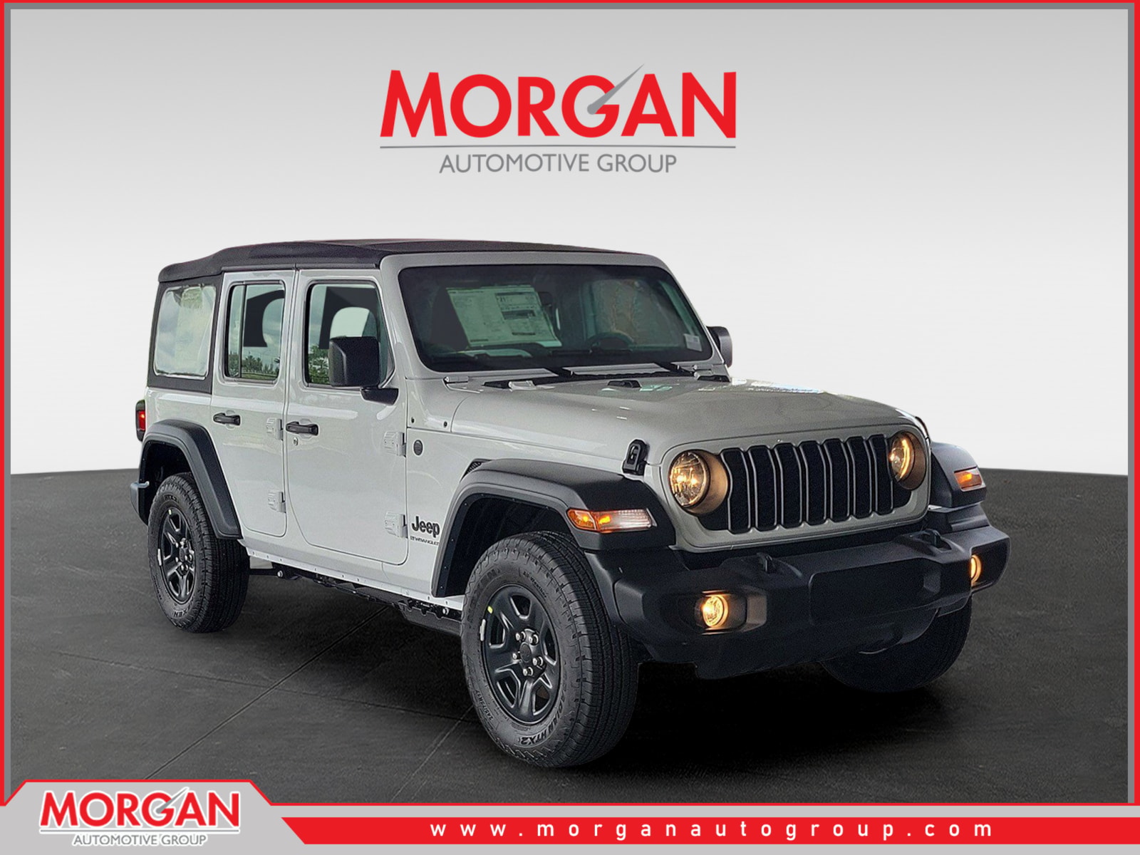 2026 Jeep Wrangler Sport in Bright White Clearcoat — front three-quarter view