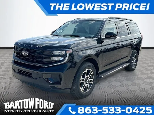 2026 Ford Expedition Active in Black Metallic — front three-quarter view
