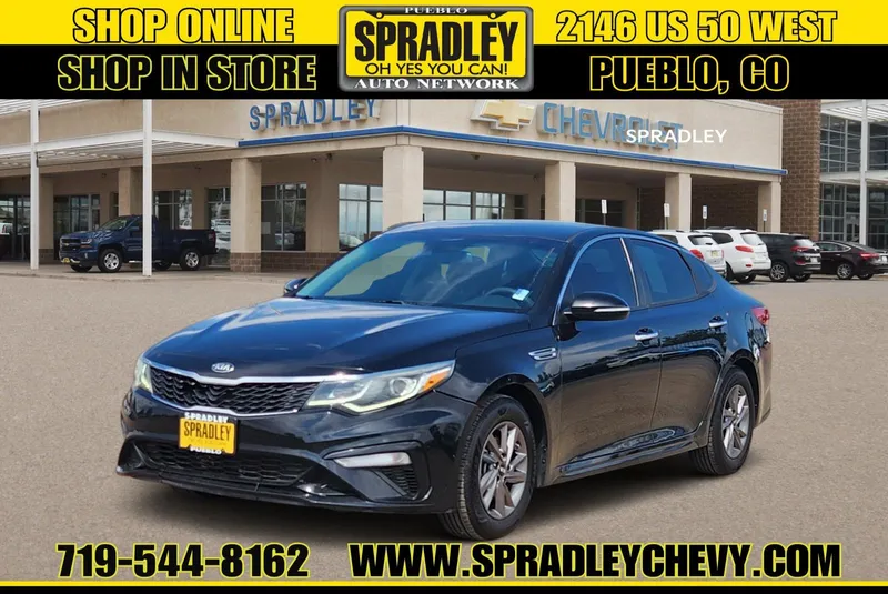 2020 Kia Optima LX in Black — front three-quarter view