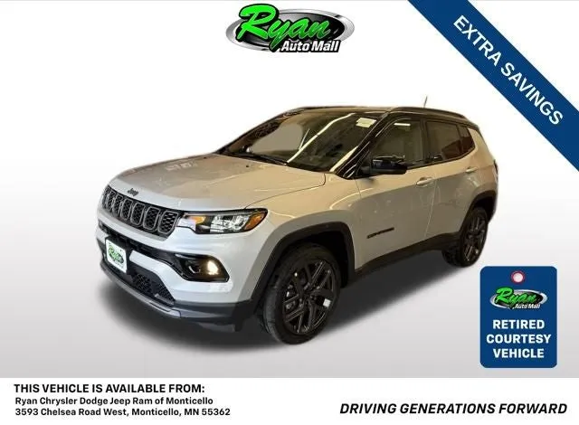 2026 Jeep Compass Limited Altitude in Silver Zynith Metallic Clear-Coat Exterior Paint — front three-quarter view