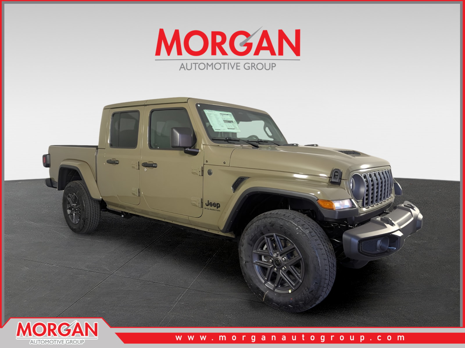 2026 Jeep Gladiator Sport S in Green — front three-quarter view
