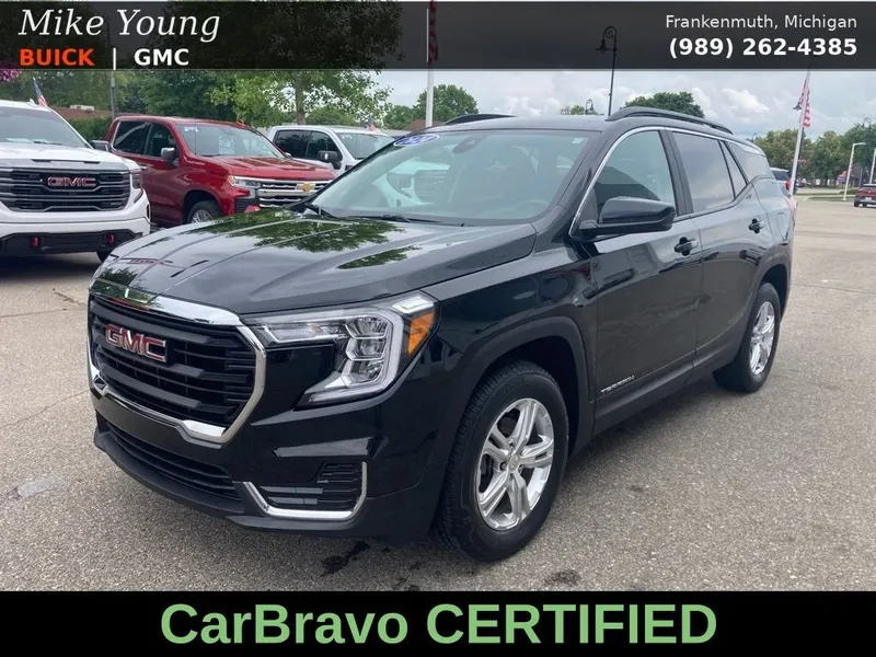 2024 GMC Terrain SLE in Ebony Twilight Metallic — front three-quarter view