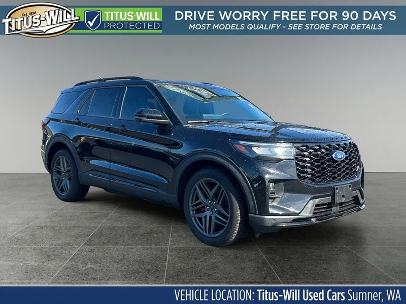 2025 Ford Explorer ST in Black — front three-quarter view