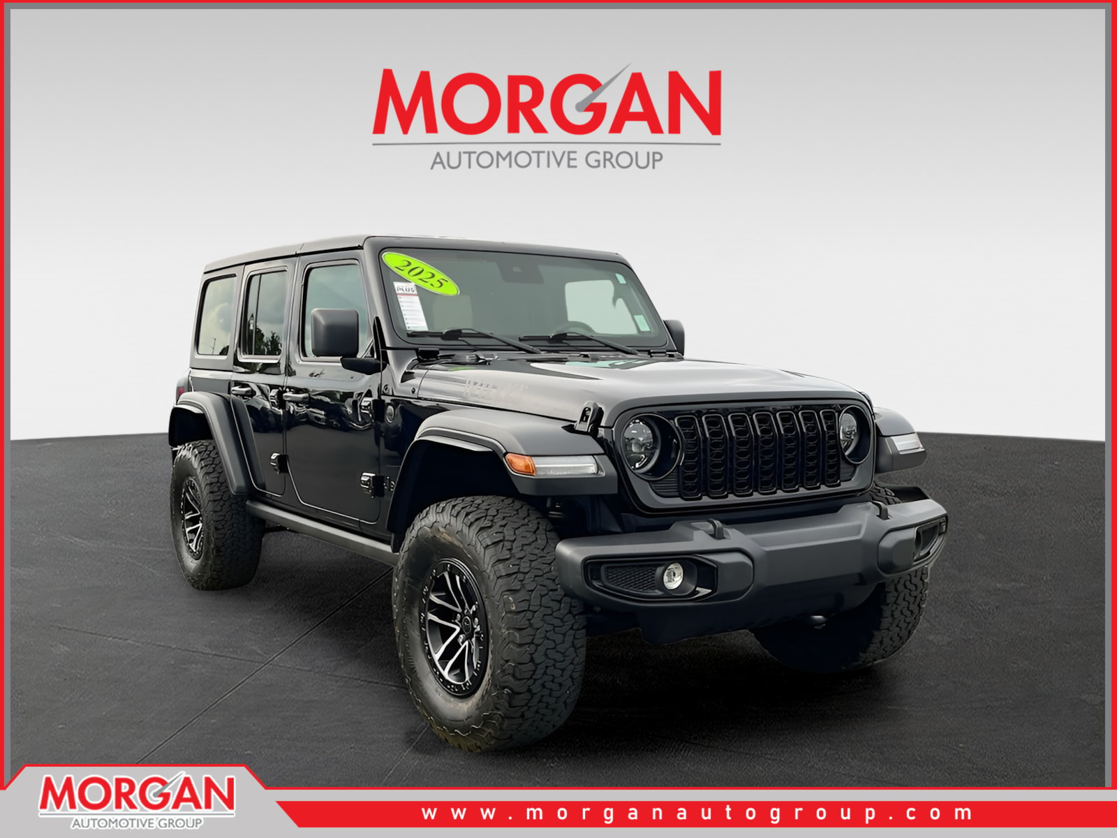 2025 Jeep Wrangler Willys in Black — front three-quarter view