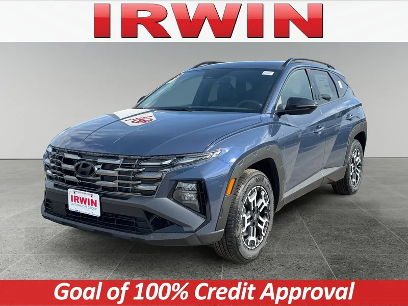 2026 Hyundai Tucson XRT AWD in Blue — front three-quarter view
