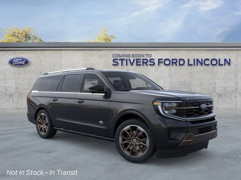 2026 Ford Expedition MAX King Ranch in Agate Black Metallic — front three-quarter view