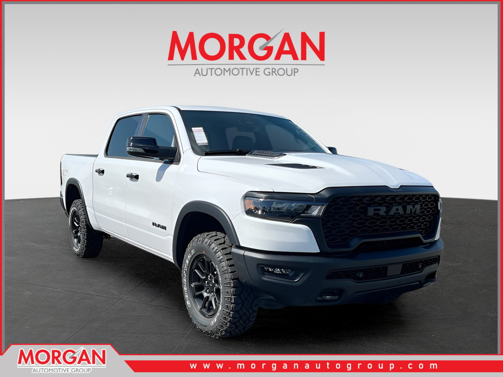 2026 Ram 1500 Rebel in White — front three-quarter view