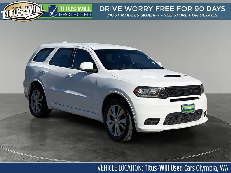 2019 Dodge Durango R/T in White Knuckle Clearcoat — front three-quarter view