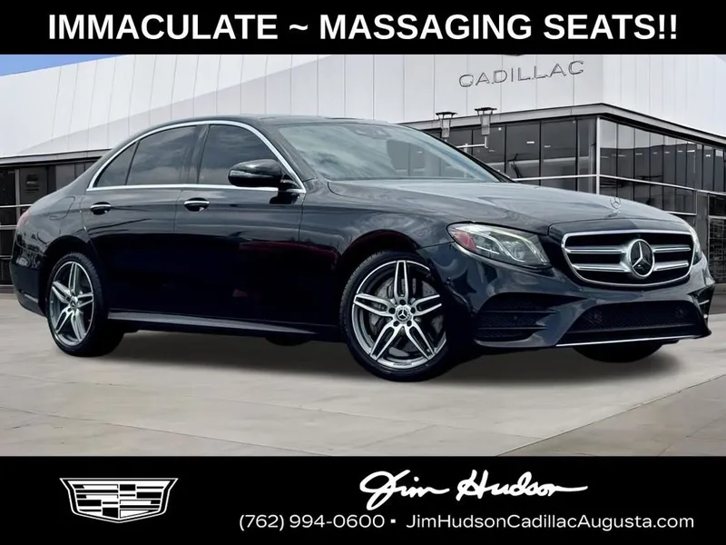2018 Mercedes-Benz E-Class E 400 4MATIC® in Obsidian Black — front three-quarter view