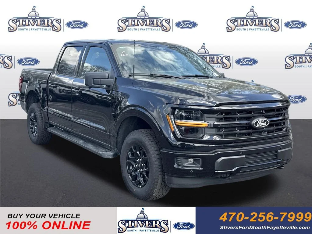 2026 Ford F-150 XLT in Black — front three-quarter view