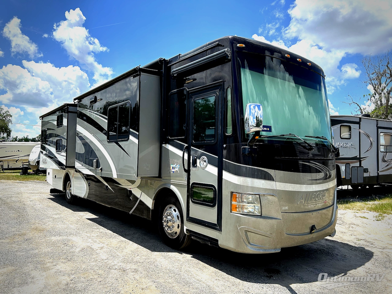 2017 Tiffin Allegro Red — front three-quarter view