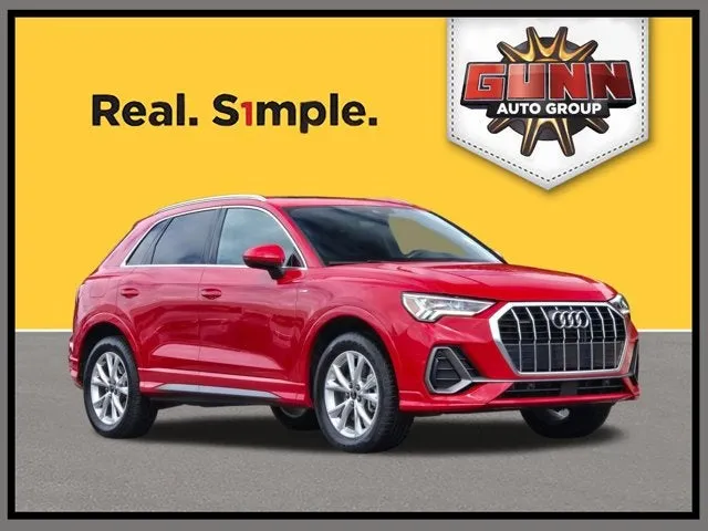 2025 Audi Q3 S line Premium in Red — front three-quarter view
