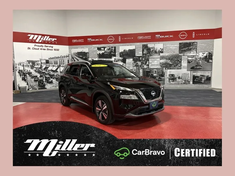 2023 Nissan Rogue SL Carbravo Certified in Super Black — front three-quarter view